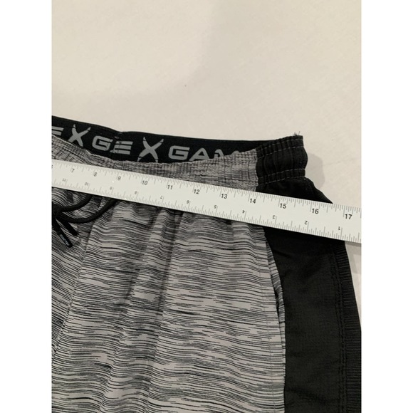 Game Time Gray Black Elastic Stretch Breathable Drawstring Shorts Pockets Size M - Picture 9 of 9